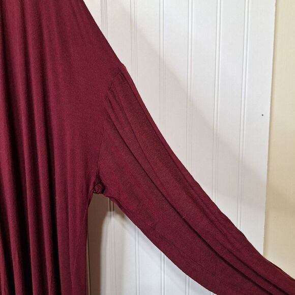 Bellino Womens 4X Open Front Fly Away Cardigan Asymmetrical Wine Red‎ Burgundy - Picture 5 of 9